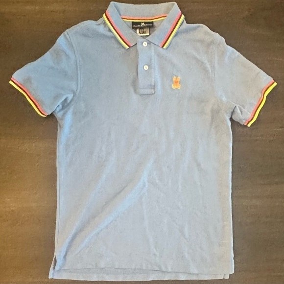 Psycho Bunny Other - Psycho Bunny Polo Shirt Size 4 Light Blue with Striped Collar (Men's Large)